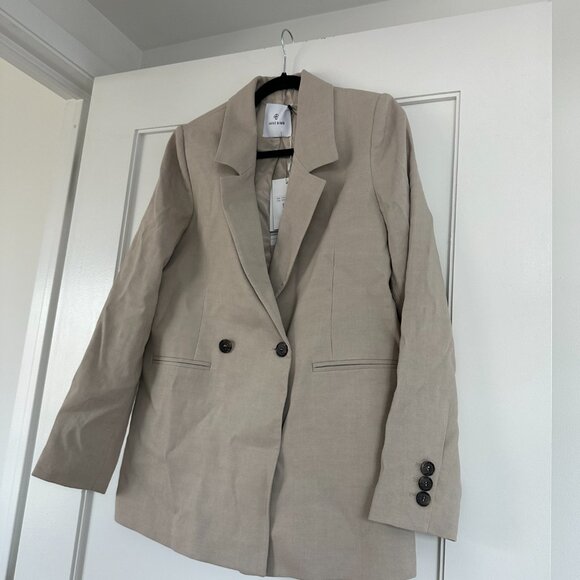 NWT Anine Bing Diana Blazer Jacket Oversized Linen Blend Sz XS Beige - Picture 5 of 8